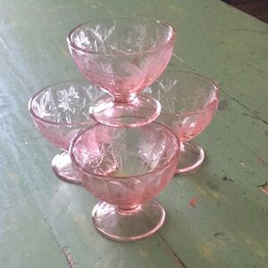 Depression Glass Pink Glass Dessert cups - four total